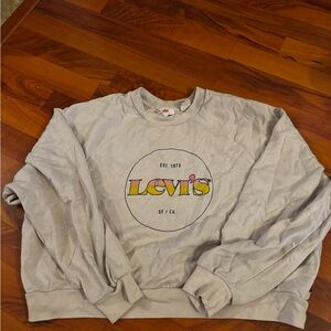 Levi's Beige Crewneck Sweatshirt with Retro Multicolor Logo